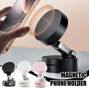 360° Magnetic Car Phone Holder Electric Vacuum Suction Cup Mount - Black
